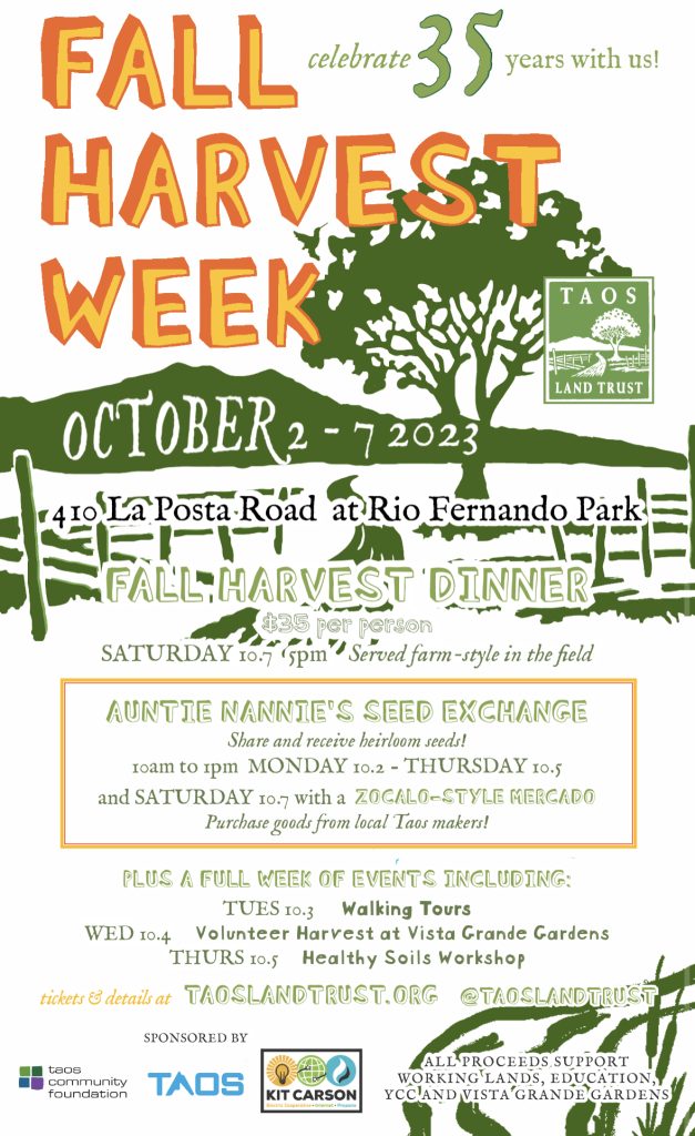 Taos Land Trust Fall Harvest Week Live Taos Events Calendar