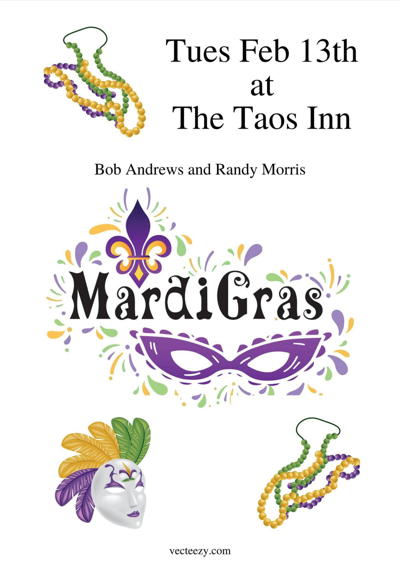 Fat Tuesday! Bob Andrews and Randy Morris Live Taos Events Calendar