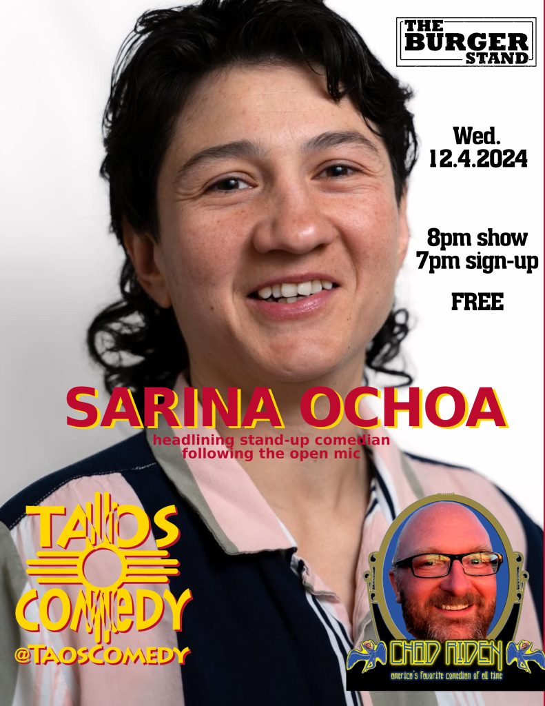 Sarina Ochoa headlines The Burger Stand stand-up comedy open mic 12/4/2024